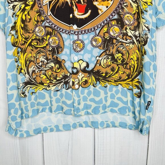 Lifted Research Group LRG Button Down Shirt Men Sz L Cheetah Short Sleeve VTG - Picture 3 of 9